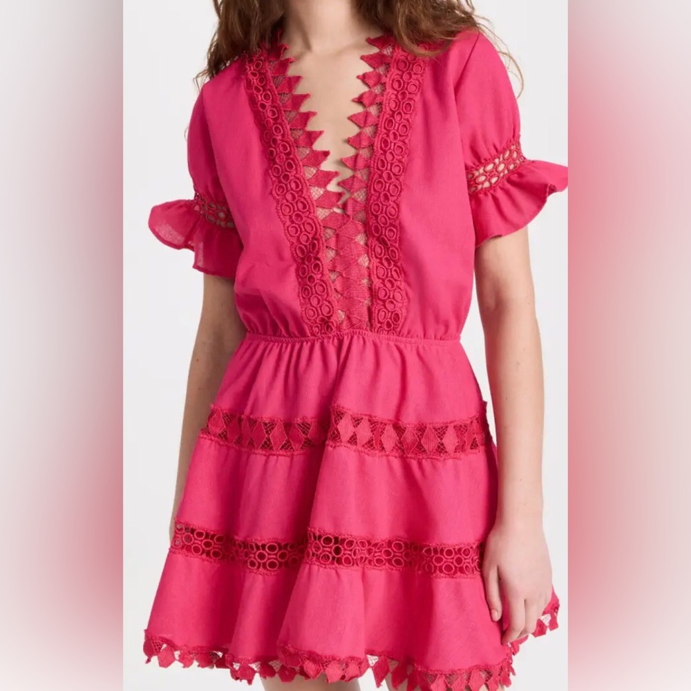 Peixoto Fuchsia Lace Mini Dress